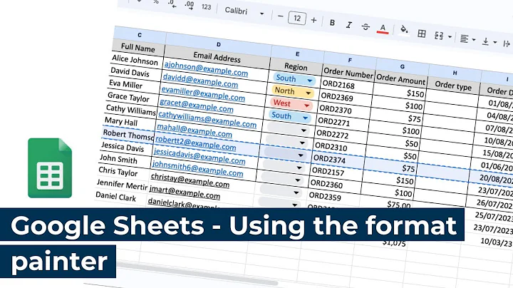 Google Sheets - Using the format painter
