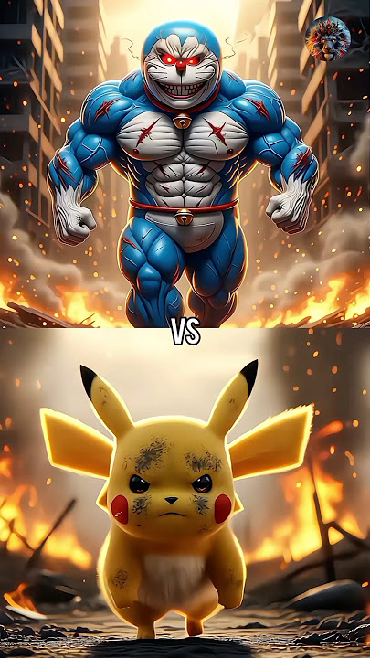 Monstrous Doraemon vs Pikachu, Blastoise, Venusaur, Charizard, Gyarados, Mega Mewtwo x