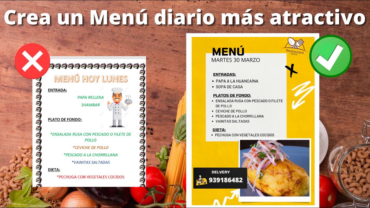 Como Hacer Un Menu 👌 CREA LA CARTA DE MENÚ DIARIO PARA TU RESTAURANTE - YouTube