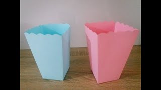 Patlamış Mısır Kutusu Yapımı | How To Make Popcorn Box | DIY Paper Craft Popcorn Box | Hobi Günlüğüm