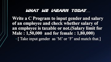 Pro:-23 input gender and salary and calculate salary is taxable or not in c