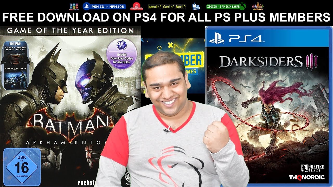 Batman e Darksiders 3 são os próximos jogos grátis da PSN para PS4