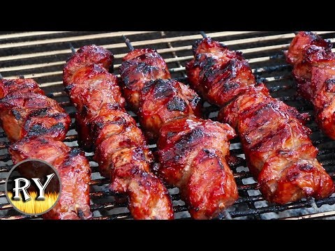Filipino Style Pork Skewers Grilled On The Weber Kettle