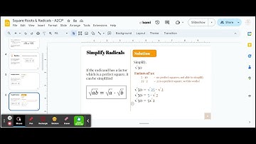Square Roots & Radicals - A2CP - Google Slides