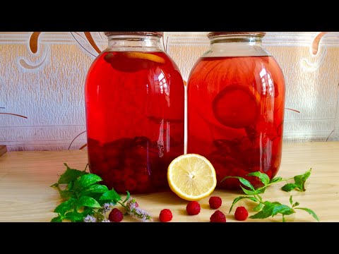 Видео рецепт Компот из малины с мятой на зиму
