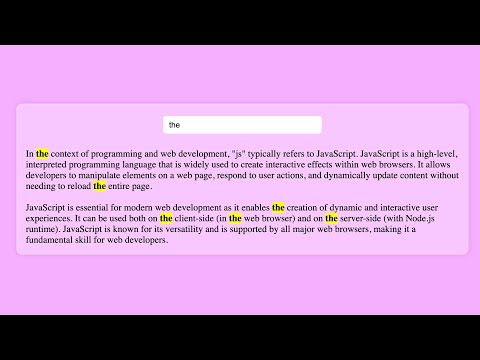 Creating 'Highlight Searched Text' By Using HTML, CSS & JS || @ProgMasters ||