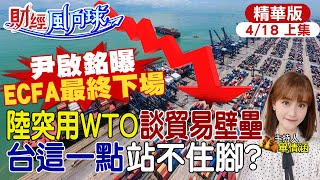 【#財經風向球】撤不撤ECFA尹啟銘曝最終下場 中國首用WTO對台貿易壁壘 蔡政府這一點站不住腳 20230418 @中天財經頻道CtiFinance