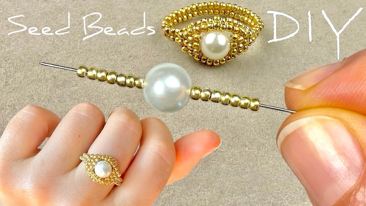Pearl Ring Making: Brick Stitch Tutorial | How to Make Seed Bead Rings ...