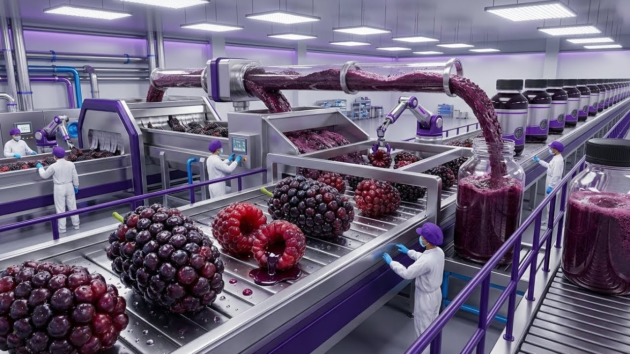 Inside aModern Mulberry Processing FacilityFrom Fresh Mulberries to Dark Fruit Extract(Full Process)