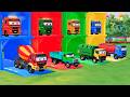Transporting Huge Colorful Mixer Truck and Others With MAN Long Flatbed Trailer Trucks Eps 6 FS22