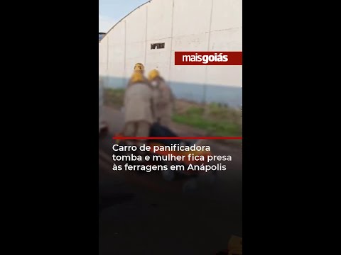 Carro de panificadora tomba e mulher fica presa às ferragens em Anápolis