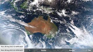 09 Aug 2022, 3 days, Australia / New Zealand weather, timelapse - 8K
