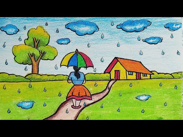 Cozy Rainy Day Drawing | Step by Step - YouTube