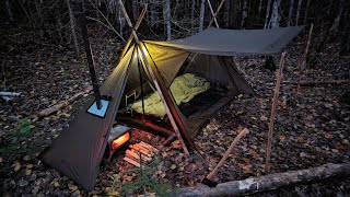 Autumn Hot Tent Camping | Warm and Cozy Tent Camping, Wood Stove Cooking