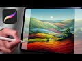 PROCREATE TUTORIAL Colourful Rolling Hills 234