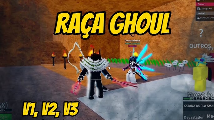 🚨PEGUEI a RAÇA GHOUL e CRIEI COMBO INFINITO pra AMASSAR FISHMAN no Blox  Fruits!! 😱🔥 