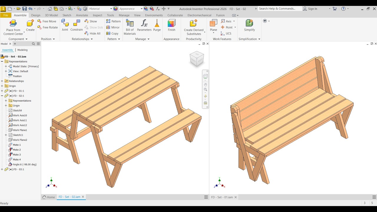Table Making Inventor |Folding table and chair|Inventor Studio| - YouTube