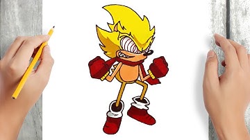 How to draw FLEETWAY SUPER SONIC | Friday Night Funkin | FNF MOD