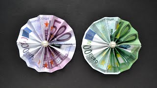 Origami BLUME Euro Geldschein GELD FALTEN |  Money Origami FLOWER Tutorial DIY