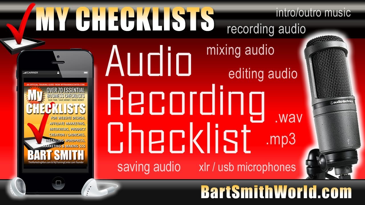Audio Recording Checklist by Bart Smith YouTube