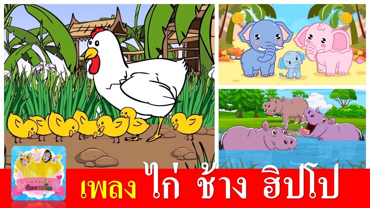 เพลงเด็ก ไก่ ช้าง ฮิปโป | ไก่กุ๊กกุ๊กไก่ | ช้างช้างช้าง | ฮิปโป