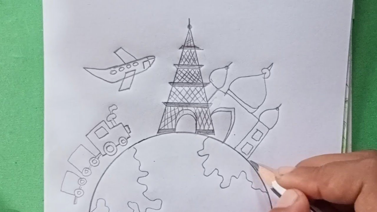 world tourism day easy drawing