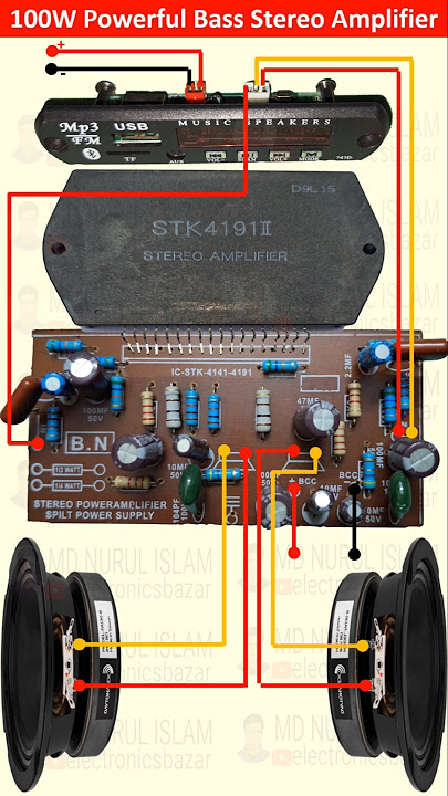 Heavy Bass Amplifier || STK 4191 Powerful Bass Stereo Amplifier || How to Make a 100W Bass Amplifier