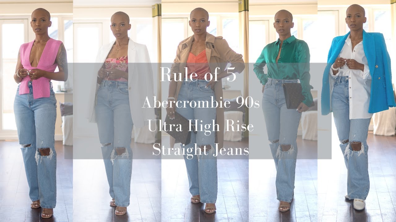 5 Ways To Style Abercrombie 90s Ultra High Rise Straight Jeans, Rule of 5
