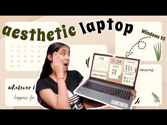 how to make your laptop AESTHETIC af ✨ windows 10 customization, laptop  organization using canva 