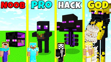 Minecraft Battle: NOOB vs PRO vs HACKER vs GOD: ENDERMAN STATUE BASE HOUSE BUILD CHALLENGE Animation