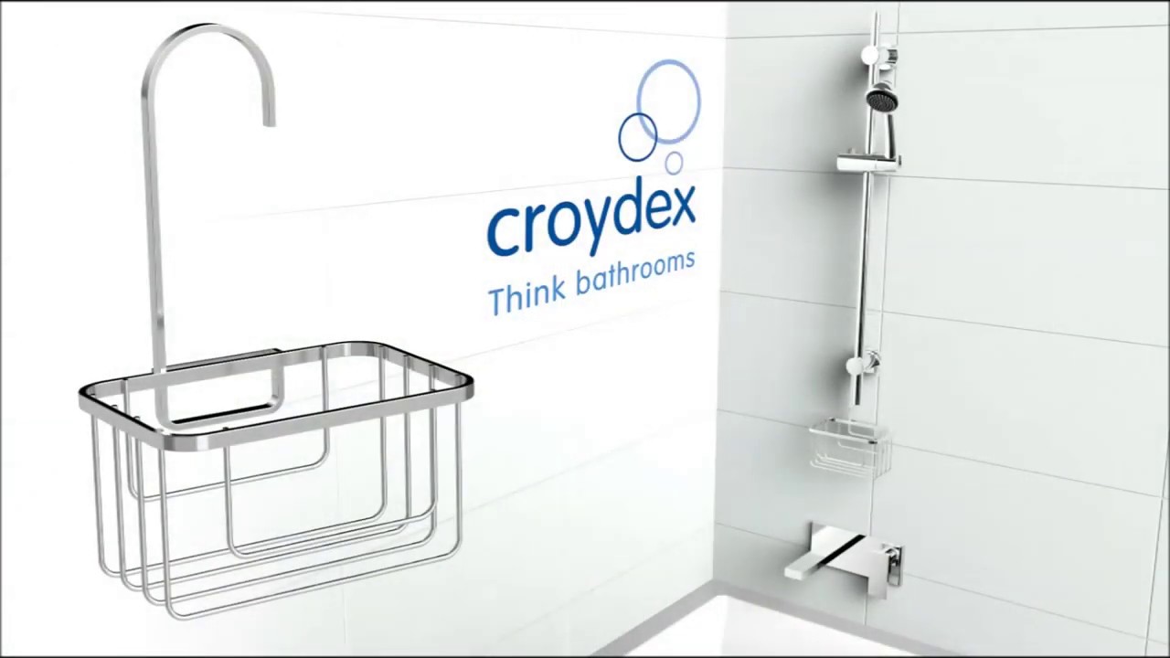 Croydex HANGING SHOWER CADDY Riser Rail Hook Over Basket Chrome Plated  Steel