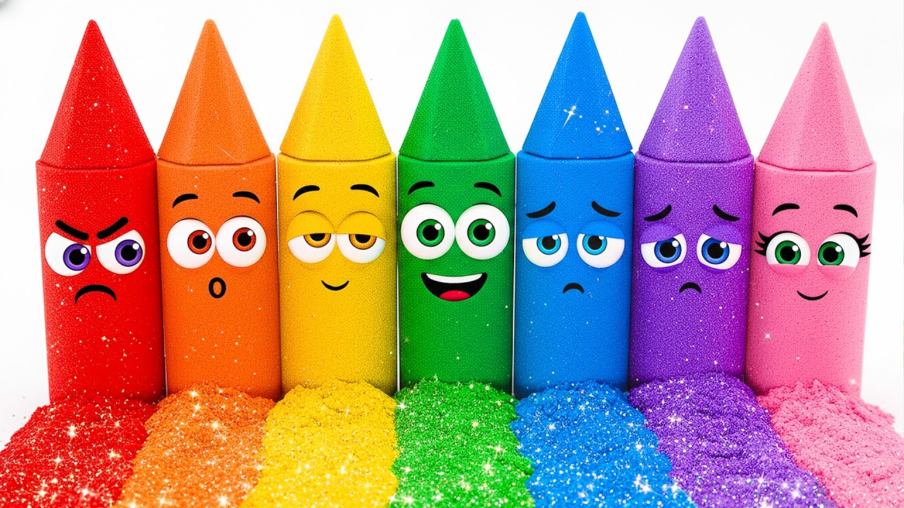 ULTIMATE Clown Rainbow Crayons with Kinetic Sand 🌈✨ Satisfying Sand ASMR | Gentle Sand ASMR