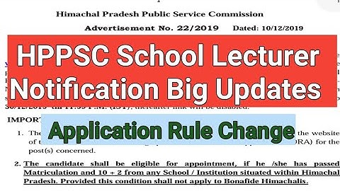 HPPSC School Lecturer recruitment latest notification I HP School Lecturer latest Update