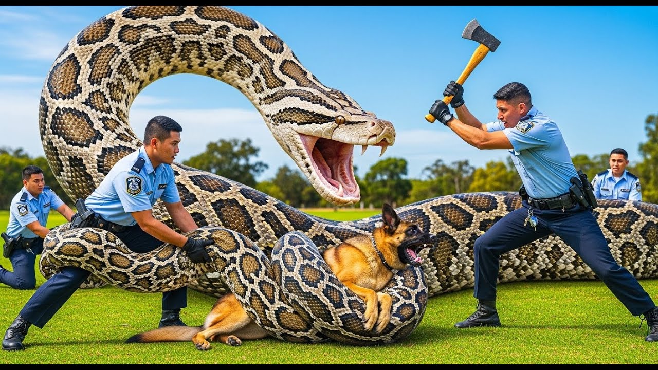 Animal Rescue: Brave Puppy Gets Help to Save Mother German Shepherd From Giant Snake