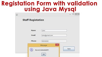 Registation Form with validation using Java Mysql