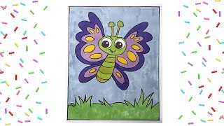 Coloring Purple Butterfly Insect Coloring Page with Markers | Speed Coloring Time Lapse