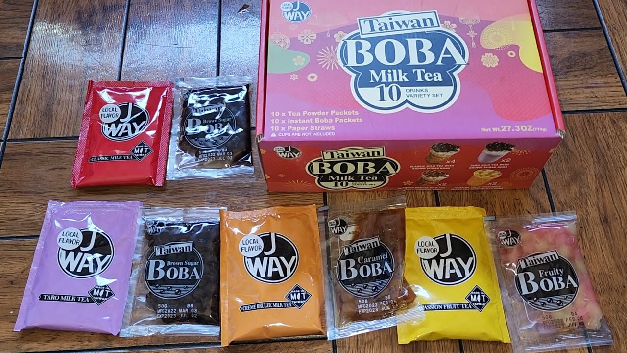 JWAY Taiwan Brown Sugar Bubble Tea (6 Straws + 6 Milk Tea Powder +