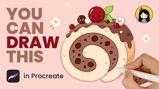 How to Draw a Cute Swiss Roll Cake in Procreate | Easy Tutorial for Beginners | Cute Drawing Ideas