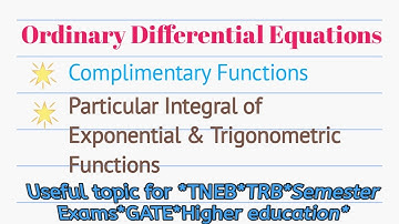 How to find Particular Integral of exponential & Trigonometric Functions ,#in ODE,#TNEB,#TRB,#Stud,