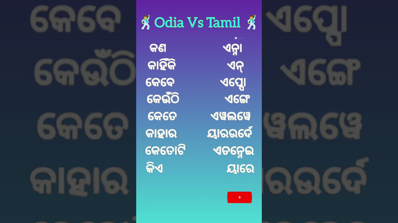 Odia Vs Tamil//Tamil learning through odia//odia learning through tamil.....