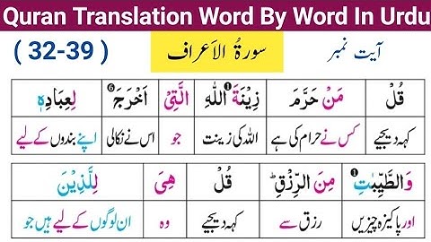 Surah Al Araf Ayat#32-39 | Quran Translation | Quran Tarjuma | قرآن مجید اردو ترجمہ | سورة الأعراف