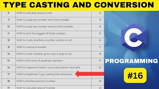 Famous TYPE CASTING AND CONVERSION IN C . | INTERVIEW QUESTIONS #16. Wealth
