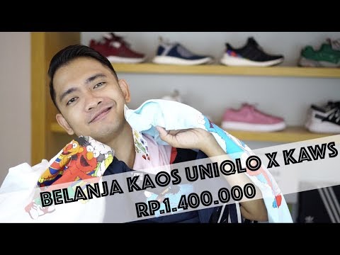 UNBOXING REVIEW BELANJA KAOS UNIQLO X KAWS RP. 1.400.000 !!!