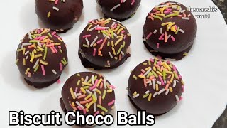 बिना बेक करे बनाये बिस्कुट चोकोलेट बॉल | No Bake Biscuit Chocolate Balls  -hemanshi's world