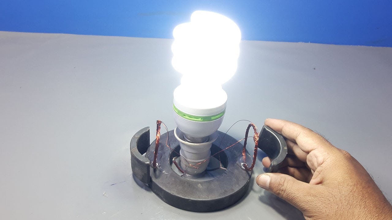 100 Free Energy Device for Light Bulb _ Science Projects