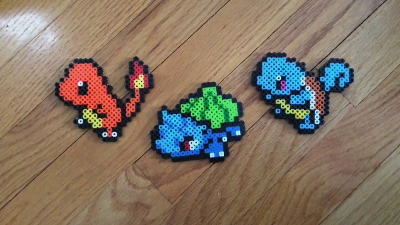Making Charmander Bulbasaur and Squirtle Pokemon out of Perler Beads