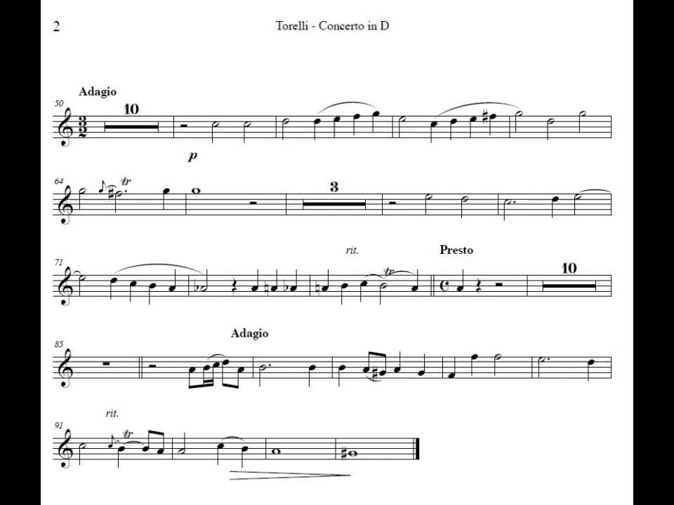 Giuseppe Torelli Concerto For Trumpet And Strings In D Major Adagio Play Along Accompaniment Adagio Trumpet Giuseppe
