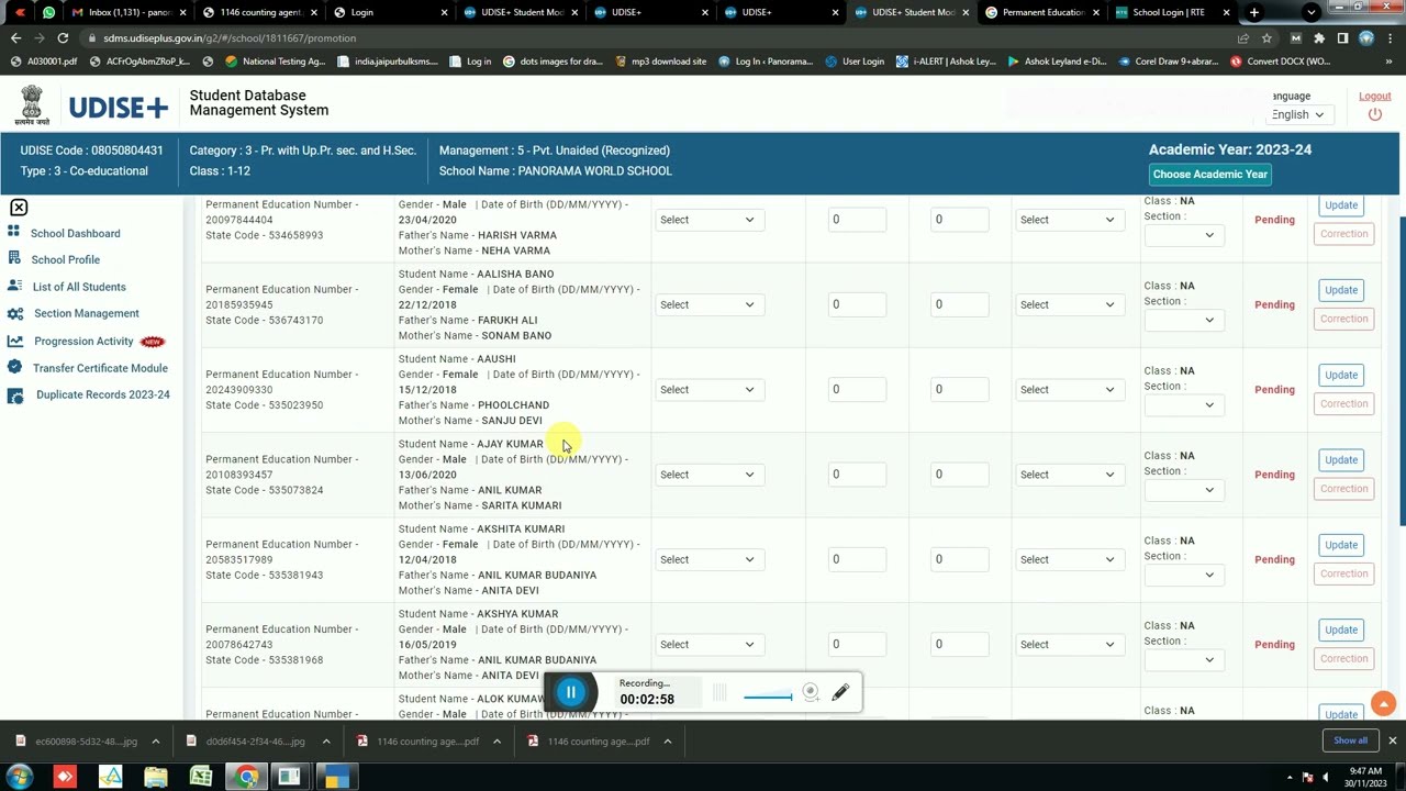 Udise Plus PEN 2023 24 Student PEN Data Udise Plus PEN 2023 24 Student PEN Data