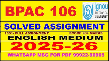 BPAC 106 solved assignment 2025-26 in English || bpac 106 solved assignment 2026 || bpac106 2025-26