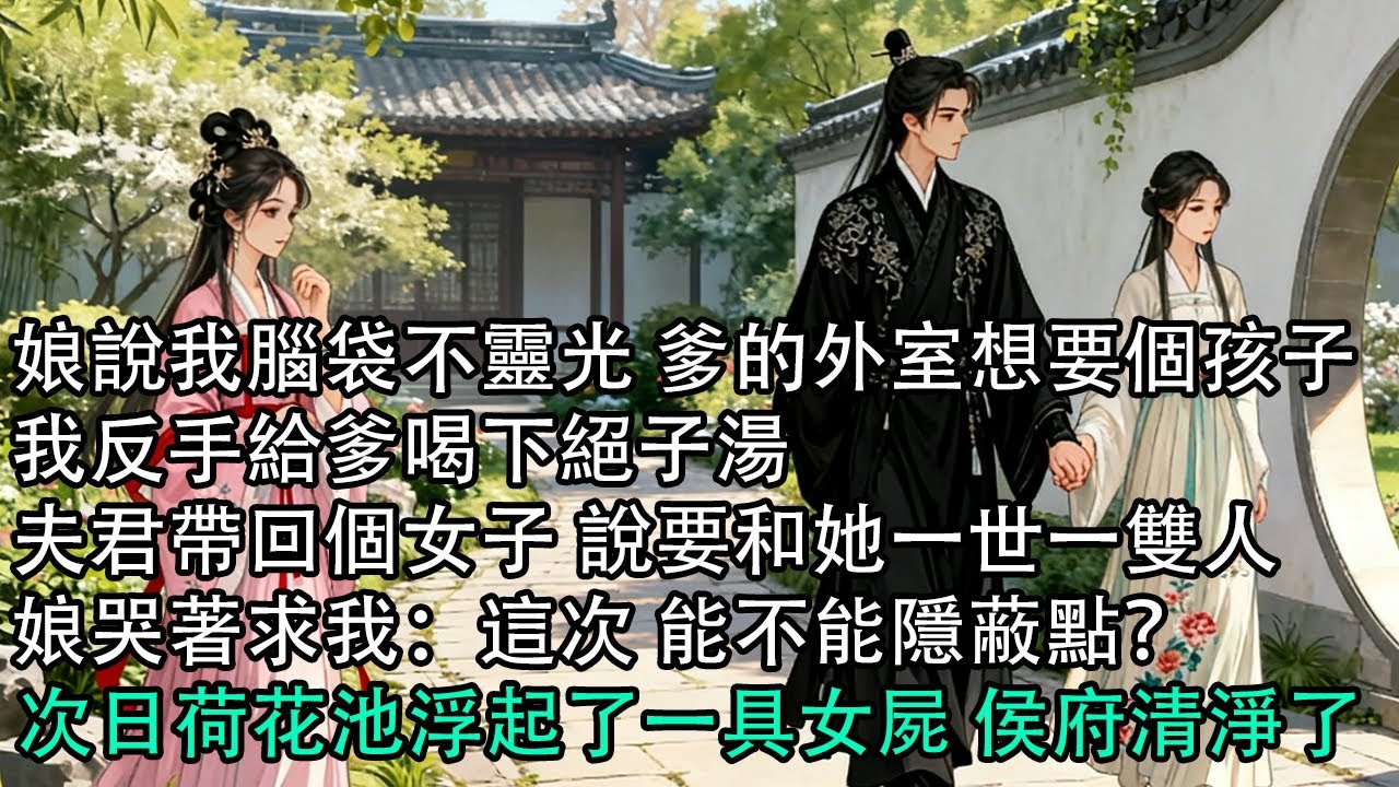 【一口氣看完】娘說我腦袋不靈光 爹的外室想要個孩子，我反手給爹喝下絕子湯，夫君帶回個女子 說要和她一世一雙人，娘哭著求我：這次 能不能隱蔽點？次日荷花池浮起了一具女屍 侯府清淨了